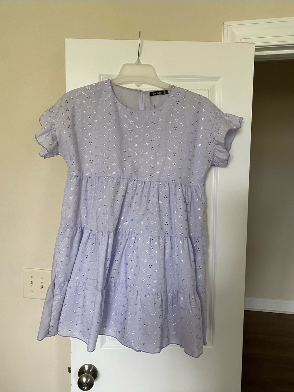Boohoo Lavender Embroidered Shift Dress